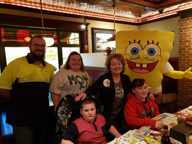 Family and Madelyn with Sponge Bob